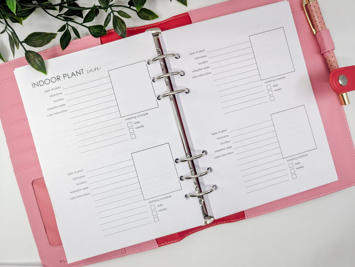 A5 Indoor Plant planner inserts